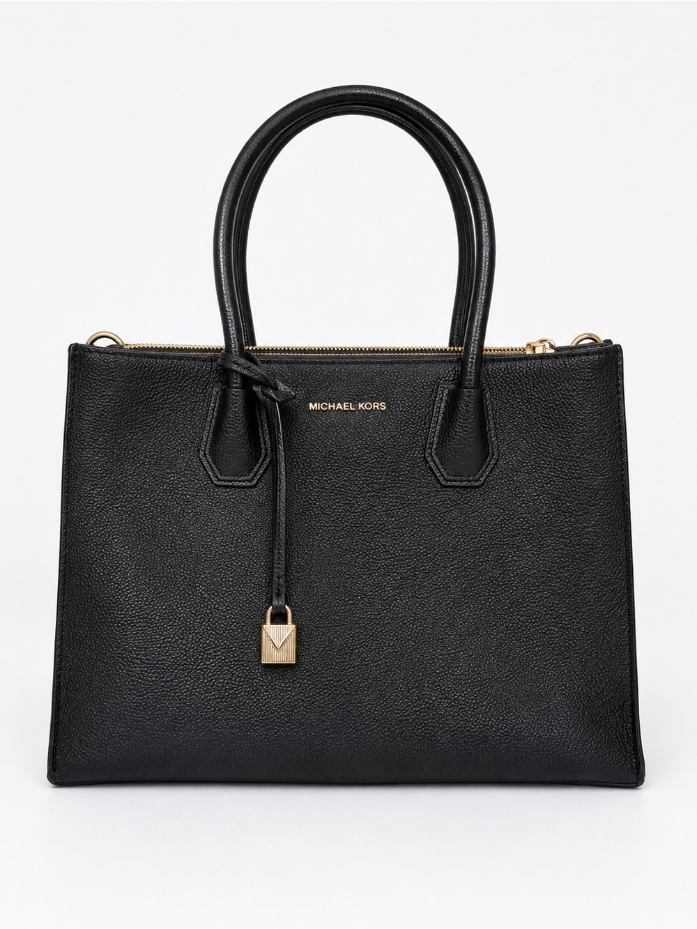 NWOT Michael Kors Black  Leather Large Satchel Tote Bag Crossbody